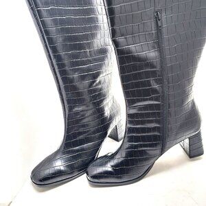 Fashion To Figure Wide Calf Faux Croc Leather Boots - Size 11